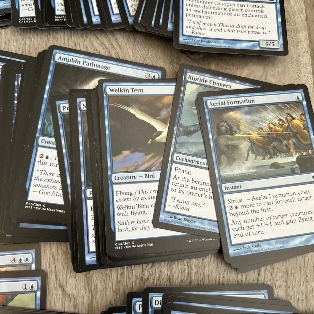 Magic The Gathering Deckmaster Card Lot of 225+ Mixed Blue Cards 2014 Wizards